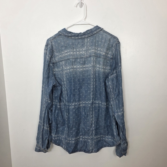 NEW Maurices Blue White Long Sleeve Button Up Western Rodeo Cowgirl Shirt Sz XL - Picture 4 of 11